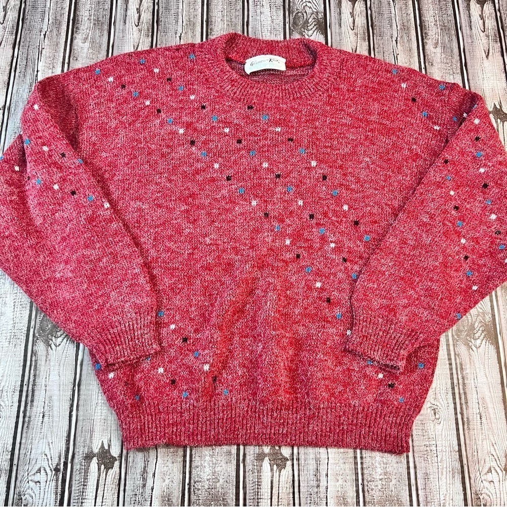 Vintage Glamour-Knit Acrylic Fiber Red Sweater size Small *